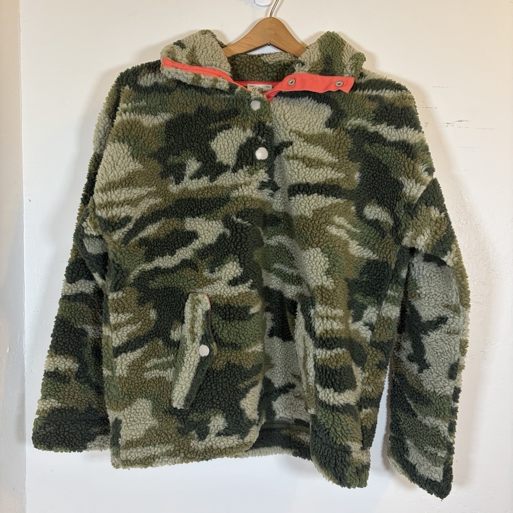 J.Crew Camouflage Snap Pullover Heavyweight Stand-Up Collar Jacket Small